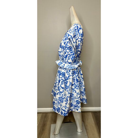 Carolina Herrera Floral Ruffled Minidress in Bluebell Multi US 10 $1990 - Picture 8 of 12